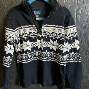 Polo Ralph Lauren Boys Fair Isle Quarter-Zip Sweater Size 4/4T Black & White
